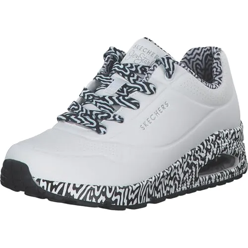 Skechers Uno - ROLLING STONES SINGLE! Sneaker - Sneaker mit dem ikonischen Rolling Stones 'Lick'-Logo, gepolsterter Skechers Air-Cooled Memory Foam-Einlegesohle und durchsichtiger Skech-Air-Zwischensohle für ultimativen Komfort und Stil.