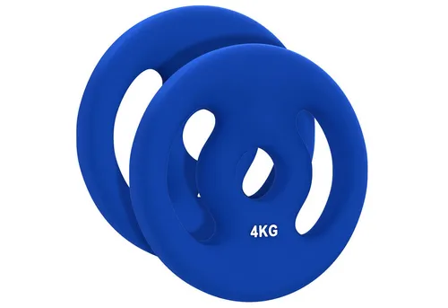 SPORTNOW Hantelscheiben 2er-Set - 4 kg Gewichte in Blau - Sport & Fitnessgeräte: Ideal für Ihr Heimfitnessstudio, mit schützender Kunststoffabdeckung für hohe Haltbarkeit und zwei Grifföffnungen für einfaches Handling.