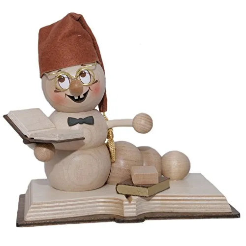 Drechslerei Kuhnert GmbH Rauchwurm Bücher-Rudi - Nussknacker aus 100% authentischer deutscher Erzgebirge Handarbeit, ein Premium-Produkt von Drechslerei Kuhnert, ideal für Sammler und zur Weihnachtsdekoration.