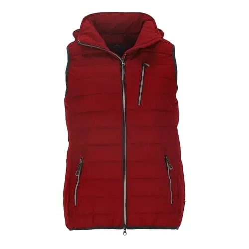 Blue Wave Damen Steppweste Nathalie mit abnehmbarer Kapuze - Gesteppte Weste in Melange-Optik in Granat Rot Größe 56