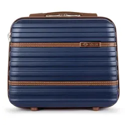 Solier Hartschalen Reisekoffer, Gepäck, Reisekosmetikkoffer, Handgepäck, XS-Koffer  11 L marineblau - Dunkelblau/Braun