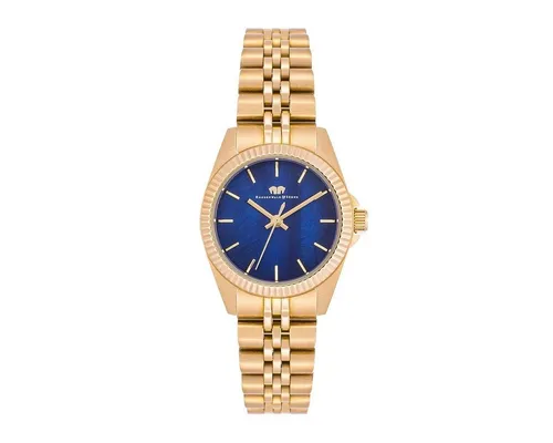 Rhodenwald & Söhne Quarzuhr Cassina gelbgold - Elegante Armbanduhr mit blauem Zifferblatt und robustem Edelstahl-Armband. Ideal für stilbewusste Träger, die auf Qualität und Design Wert legen.