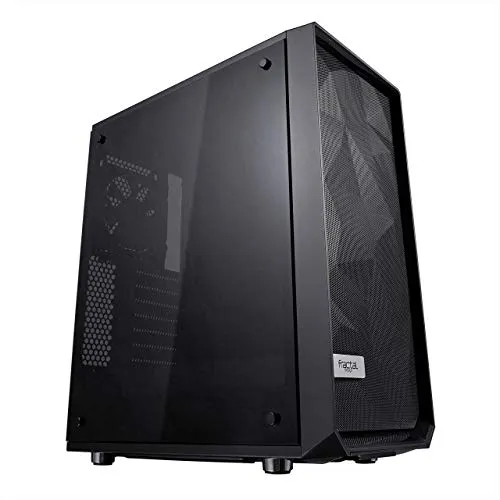 Fractal Design Meshify C Blackout TG Dark Tint - Kompaktes Mid-Tower PC-Gehäuse, optimales Luftstromdesign und temperiertes Glas für einen klaren Blick auf die Komponenten