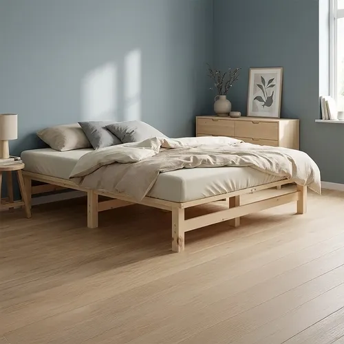 Holzbett 120x200 cm massiv mit Lattenrost – Palettenbett von Homestyle4u - Robustes und modernes Palettenbett für Ihr Schlafzimmer. Inklusive Lattenrost und einfacher Montage. Ideal für eine gemütliche Schlafumgebung.