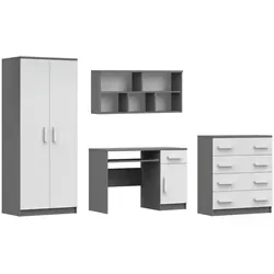 Deine Möbel 24 Kinderzimmer-Set INGE III, Weiß/Grau - Moderne Kinderzimmermöbel INGE III für stilvolle und funktionale Räume. Flexibel kombinierbar und mit langlebigen Materialien ausgestattet, sind diese Möbel ideal für die individuelle Gestaltung Ihres Kinderzimmers.