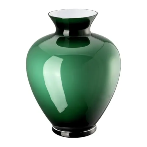 Gianna Green Vase 36 cm - Elegante Glasvase von Rosenthal - Vase aus farbigem Opalglas, ideal für farbenfrohe Sträuße und langstielige Blumen. In Überfangtechnik mundgeblasen, sorgt sie für stilvolle Akzente in jedem Raum.