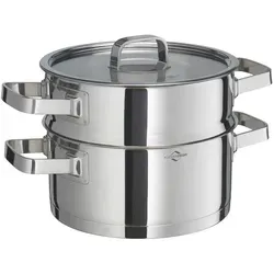 KÜCHENPROFI Kochtopf SAN REMO mit Dämpfeinsatz - Edelstahl Kochtopf mit Dämpfeinsatz, ideal für gesunde Zubereitung. Geeignet für alle Herdarten, inkl. Induktion, und mit Glasdeckel für energiesparendes Sichtkochen.