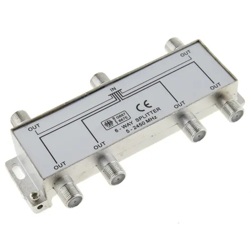 SAT & BK-Verteiler 6-fach Splitter 100dB geschirmt HD- und Unicable- tauglich