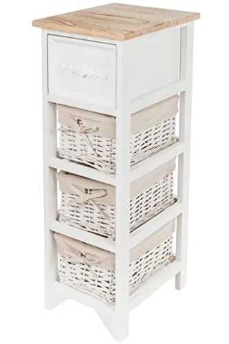 Produktbild Spetebo Vintage Holz Kommode mit Rattan Körben