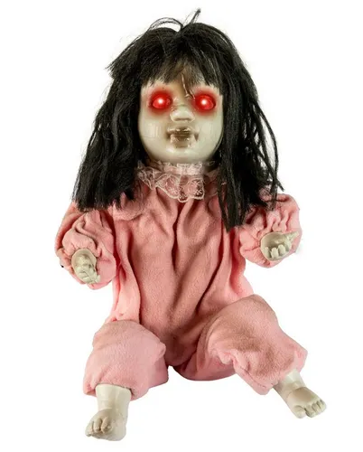 Horror-Shop Dekoobjekt Horror Doll mit Licht & Sound - Faszinierendes Dekoobjekt für schaurige Anlässe. Die Kombination aus Licht und Sound sorgt für gruselige Stimmung. Ideal für Halloween oder als schaurige Wohnaccessoire.