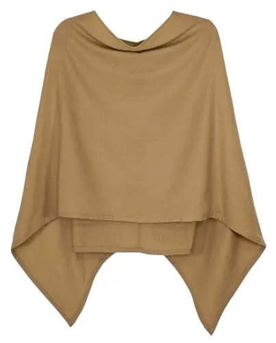 dy_mode Damen Poncho in Unifarben Weiches Strickponcho Cape Herbst Umhang - WJ110 (WJ110-Caramel, 36-40)