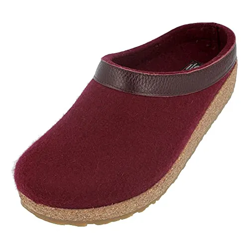 HAFLINGER Grizzly Torben Filzclog Hausschuh aus reinem Wollfilz Bordeaux, Gr. 40
