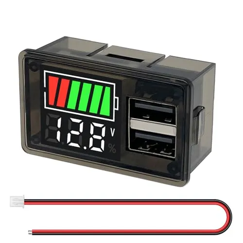 Hoembpn DC8-30V Batterie Kapazität Spannung Meter Dual USB Ladegerät mit LED Voltmeter Spannungsanzeige Batterie Monitor Gauge Indikator Messgerät Blei-Säure Lithium Lonen Anzeige für Golfwagen Auto