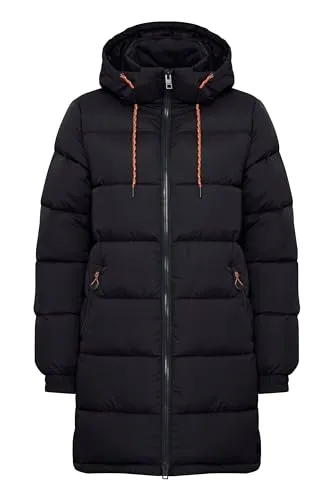 OXMO BY - OXJody Puffer Coat - Warm & Nachhaltig in Schwarz, Größe: 38 - Funktionsjacke aus hochwertigem Material, warm gefüttert und nachhaltig produziert. Ideal für kalte Tage, mit 2-Wege Reißverschluss und Kapuze für optimalen Schutz.