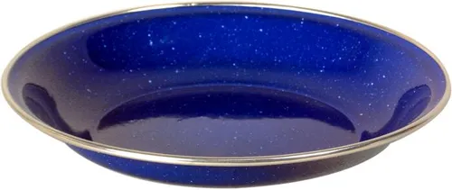 Origin Outdoors BasicNature Emaille Teller 20 cm - Leichter, tiefer Teller mit schützendem Edelstahlrand, ideal für Outdoor-Aktivitäten und Camping.