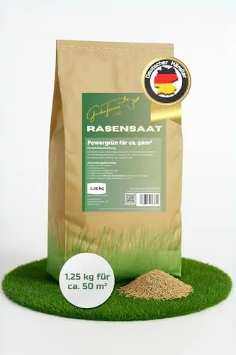 GardenTaurus - Powergrün, Universalrasen für 50 m², Sattes Grün - dichter Rasen - schnell & zuverlässig, 1,25 kg