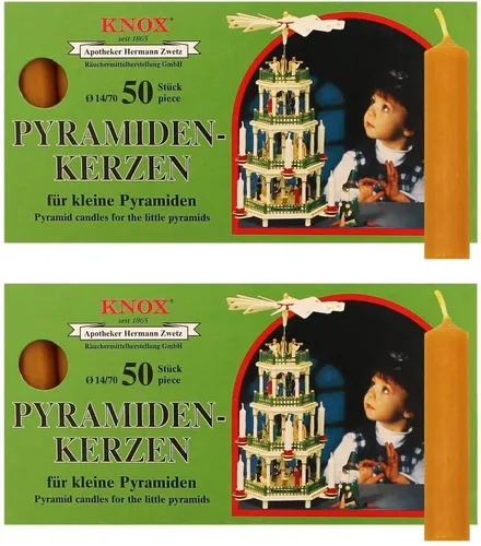 KNOX Adventskerze 2 x Päckchen Pyramidenkerzen Ø 14 mm Länge 74 mm NATUR - 50er Packung