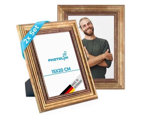 PHOTOLINI Bilderrahmen 2er Set Massivholz-Rahmen im edlen Barock-Design