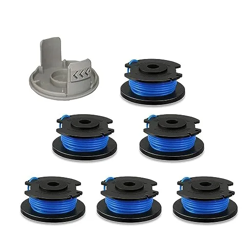 Eyoloty RAC124 Fadenspule passend für Ryobi 18 V ONE+ Akku-Rasentrimmer RLT1830Li, OLT1831,RLT1825Li,OLT1825 Länge 3.3 m Ø 1,65 mm und Spulenabdeckung (6 Spulen, 1 Kappe)