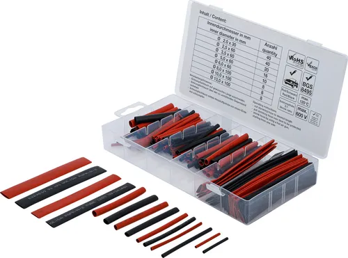 BGS-9404 Schrumpfschlauch-Sortiment rot / schwarz 150-tlg.