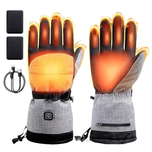 Todeco Beheizbare Handschuhe, 3 Heizstufen wasserdichte Touchscreen | Verbesserte Beheizbare Handschuhe für Wintersport Laufen Radfahren Skifahren