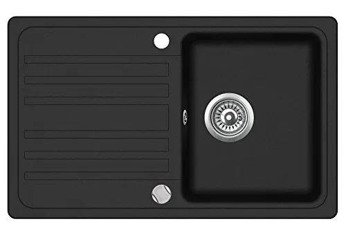 Granitspüle W760 - schwarz, ab 45er Unterschrank - Sanitäranlagen & Zubehör - Strapazierfähige Granit-Küchenspüle mit kratzfester, fleckenabweisender Oberfläche und hitzebeständig bis 240°C, ideal für jede Küche.