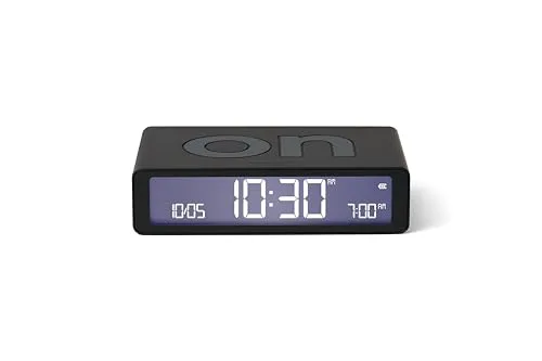 Lexon LR157N0 Digital-Wecker Flip Classic Schwarz - Stylischer Quarzwecker mit LCD-Display und Touch-Sensor Hintergrundbeleuchtung, ideal für Zuhause oder Reisen, bietet praktische Snooze-Funktion und lange Betriebsdauer von bis zu 6 Monaten.