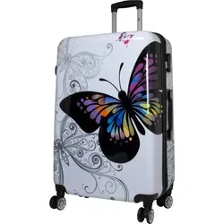 Polycarbonat Großer Reisekoffer Butterfly Weiß in weiß von Shopping4u-24
