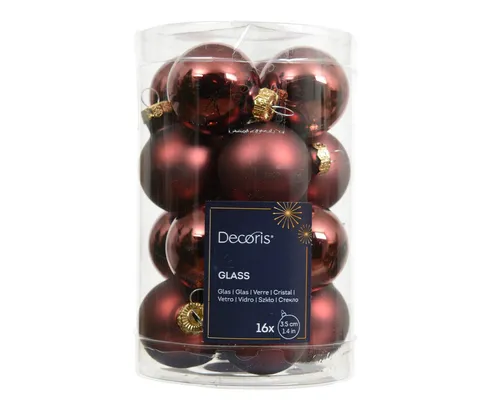 Kaemingk Weihnachtsbaumkugel, Weihnachtskugeln Glas 3,5cm 16 Stück - Kastanienbraun