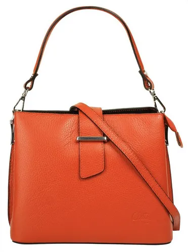 Cluty Handtasche Damen 021791 orange - Elegante italienische Leder Handtasche, ideal für jede Gelegenheit. Mit abnehmbaren Schultergurt und mehreren Fächern für optimale Organisation von Smartphone, Schlüssel und Kosmetik.