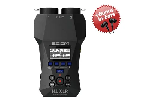 Zoom Audio Zoom Audio-Recorder H1 XLR Aufnahmegerät + Bonus In-Ear Kopfhörer Digitales Aufnahmegerät (2 Kanal XLR Handy Recorder mit 32-BIT)