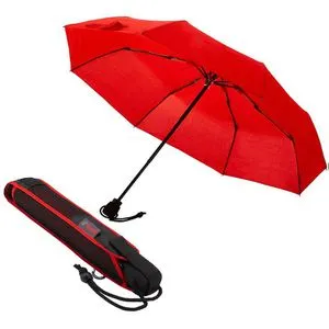 EuroSCHIRM® Taschenregenschirm light trek - Kompakter Regenschirm mit integriertem Kompass - Taschenschirm in rot, ideal für unterwegs. Mit integriertem Kompass und schnelltrocknendem Material, perfekt für Wanderungen oder Reisen.