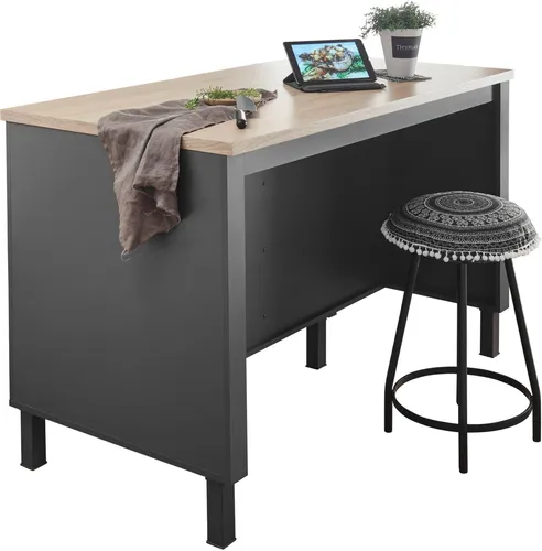 Kochinsel Benedicto in Anthrazit & Sonoma-Eiche 138x90x75