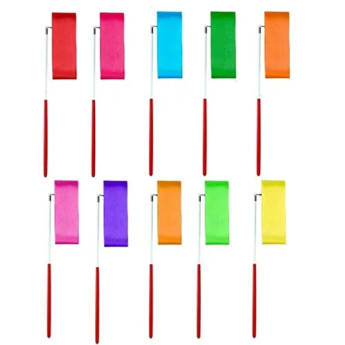 Coyanyu Tanzbänder, 10 Stück Kunst Gymnastik Rhythmische Band Wirbelnden Baton Stange, Gym Dance Ribbon Wand Streamer für Kinder Künstlerische Tanzen Baton Twirling 2 Meter