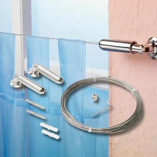 Seilspanngarnitur - chrom - 5 Meter in schwarz von Relaxdays