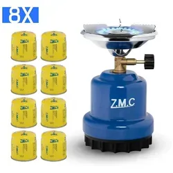 ZMC Campingkocher Gaskocher 1100 W mit 8 Gaskartuschen