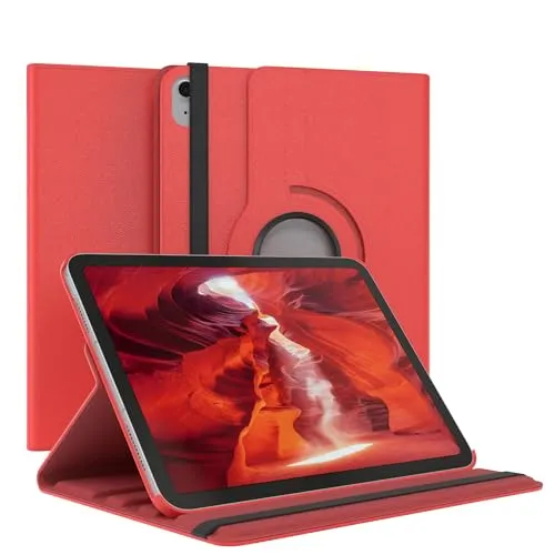 EAZY CASE - Tablet Hülle für iPad 10 Generation 2022 Schutzhülle 10.9 Zoll Smart Cover Tablet Case Rotationcase zum Aufstellen Klapphülle 360° drehbar mit Standfunktion Tasche Kunstleder Rot