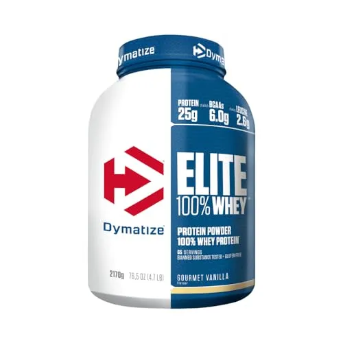 Dymatize Elite Whey Gourmet Vanilla 2,1Kg - High Protein Low Sugar Pulver + Whey Protein und BCAAs