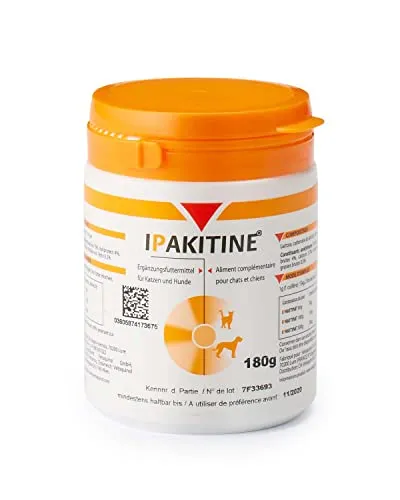 Vetoquinol Ipakitine 180 g | Nierenunterstützung für Hunde und Katzen - Ergänzungsfuttermittel zur Unterstützung der Nieren von Haustieren. Fördert das Wohlbefinden und die Gesundheit Ihrer Katzen und Hunde.