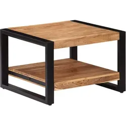 furnicato Couchtisch 60x60x40 cm Massivholz - Rustikaler Couchtisch im Retro-Stil aus massivem Holz, handgefertigt und mit eleganter Holzmaserung. Bietet reichlich Stauraum mit Ablage und macht jedes Stück zum Unikat.
