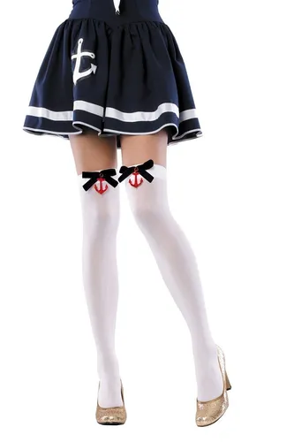 Overknee mit Anker und Schleife Überkniestrümpfe Damen