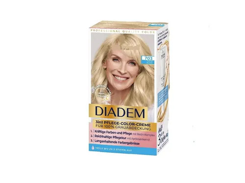 DIADEM 3 in 1 Pflege-Color-Creme 703 Platin Blond Stufe 3 (1 x 170 ml), permanente Haarfarbe, Haarpflege-Formel für gesund aussehende Ergebnisse, 100% Grauabdeckung
