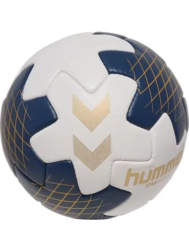 hummel hmlSTAR Match HB, Off White/Marine/Gold, 3 - Handball mit strukturiertem Obermaterial für optimale Kontrolle und Flugverhalten. Ideal für das Spiel mit Harz.
