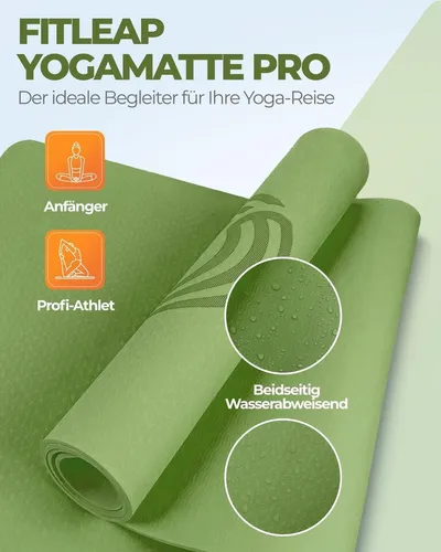 Fitleap Yogamatte Pro 5mm - Sportmatte für Fitness und Pilates, rutschfest und umweltfreundlich aus TPE, ideal für sicheres Training und Komfort.