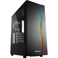 Sharkoon RGB Slider - Elegantes PC Gehäuse mit RGB-LED-Streifen, optimaler Airflow und Platz für große Hardware