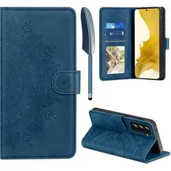 Handyhülle Leder Klapphülle Kartenfach Samsung Galaxy S22 Dunkelblau