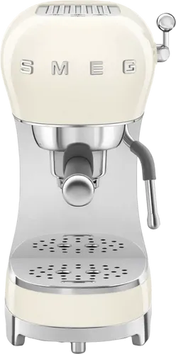SMEG ECF02CREU Creme - Retro Espressomaschine mit Dampflanze für Cappuccino, einfache Bedienung und individuelles Brühen von Espresso