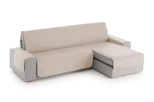 Textilhome Sofaüberwurf L Form Rechts Textilhome Sofa Überzug Adele, Universeller Sofabezug, Couch Überzug Gepolstert, Sofaschoner Schutzdecke, Haustierfreundlich, Farbe Beige, 200 cm