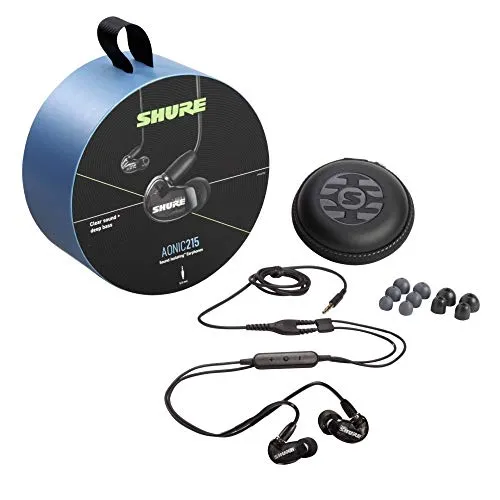 Shure AONIC 215-BK B-Stock In-Ear-Ohrhörer - Kopfhörer, dynamischer In-Ear-Ohrhörer mit RMCE-UNI Kabel und Sound Isolating für klaren Klang, ideal für Musikliebhaber und Telefonate.