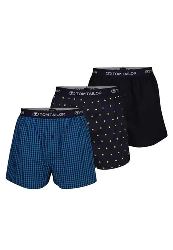 TOM TAILOR Boxershorts TOM TAILOR Herren Boxershort blau bedruckt 3er Pac (3-St)
